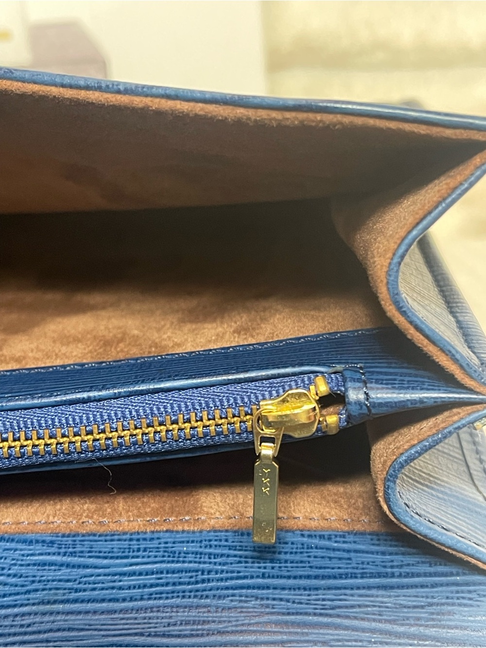 EUC Versace Blue Epi Leather Satchel with Gold-Tone Lock - Picture 10 of 14